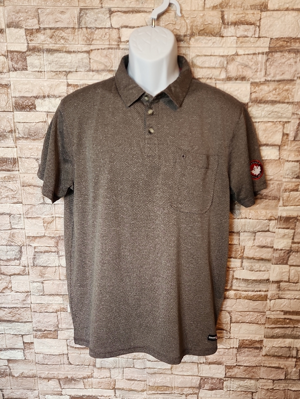Canada Weather Gear Men's Gray  & Brown Polo Shirt